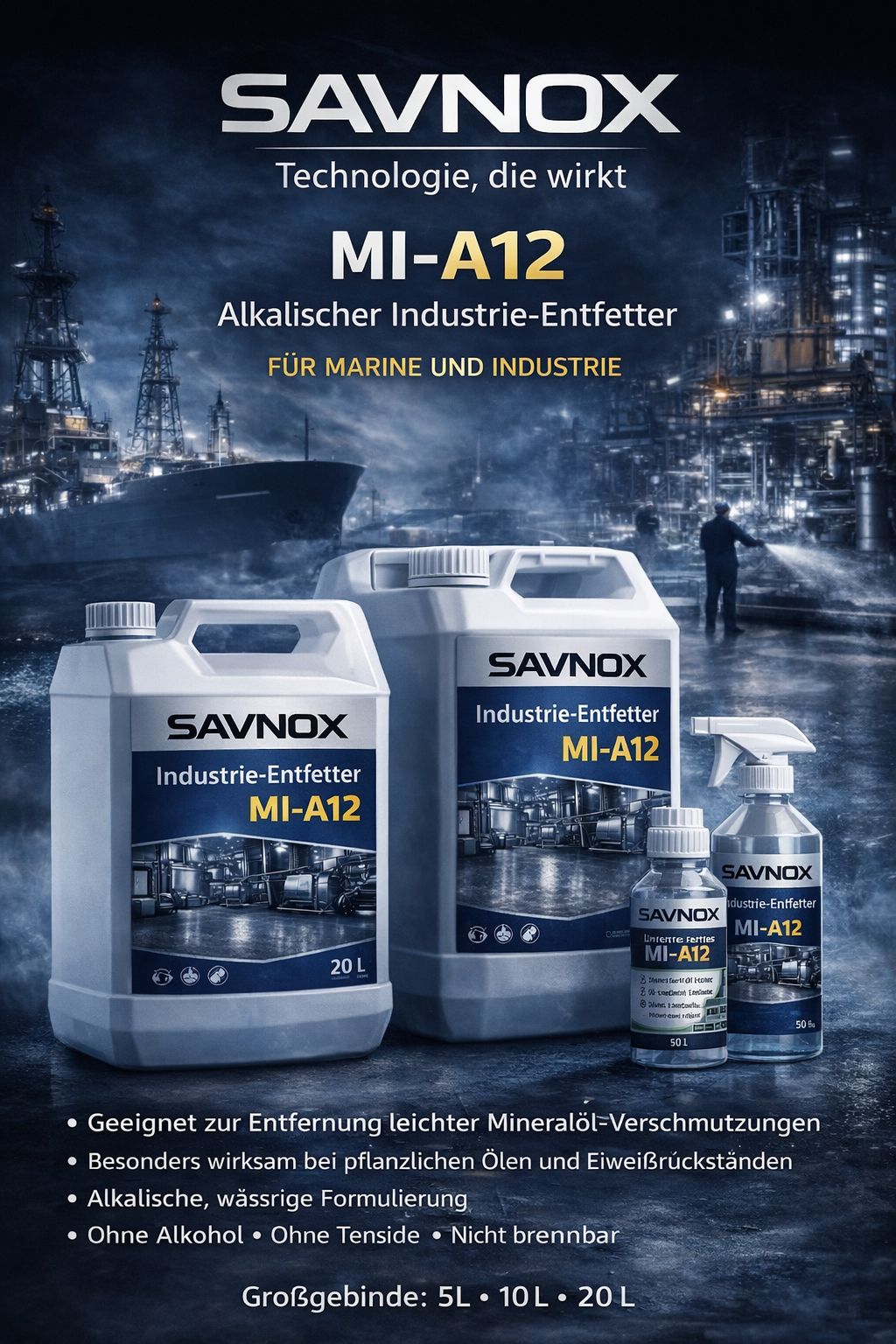 SAVNOX MI-A12 - Alkalischer Reiniger für Industrie und Marine